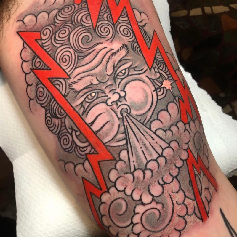 tatuaggio a colori giapponese vento che soffia eseguito da simone gallo